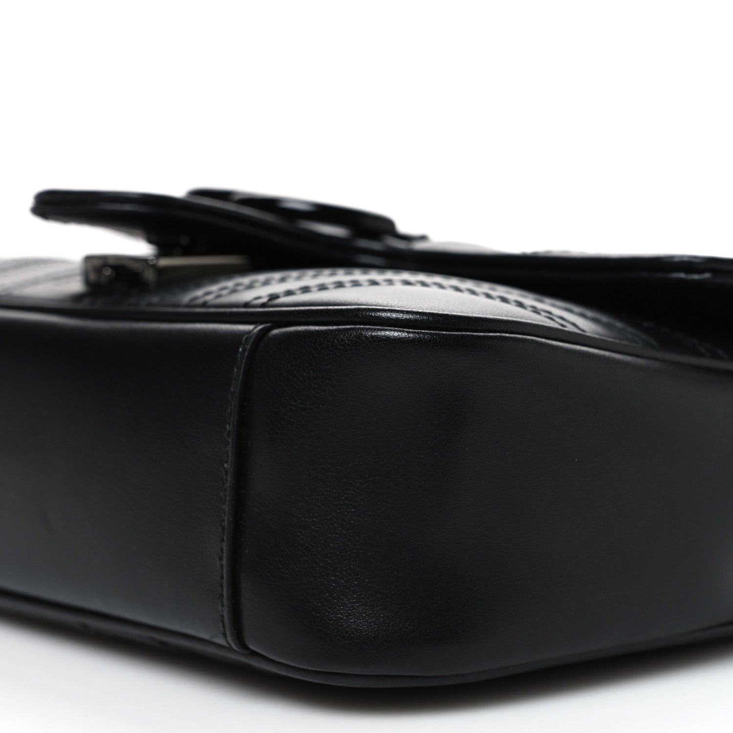 Gucci Calfskin Matelasse Monochrome Mini GG Marmont Shoulder Bag Black 10 of 10