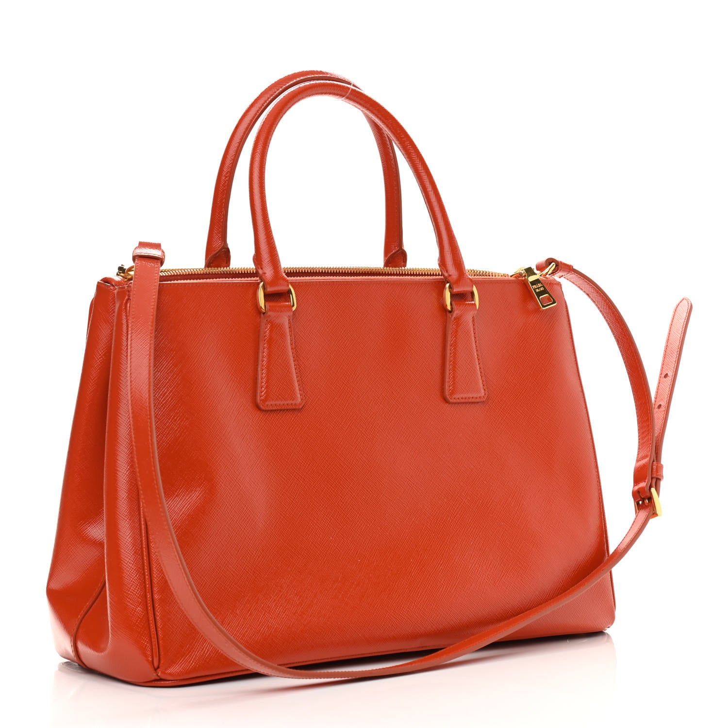 Prada Saffiano Vernice Medium Galleria Double Zip Tote Arancio 2 of 9