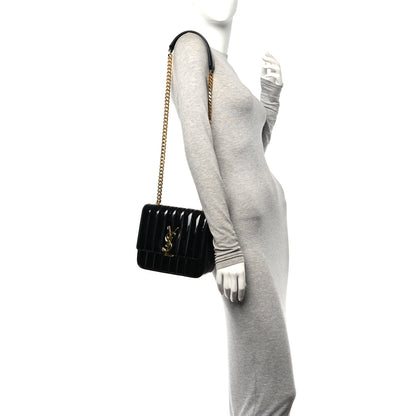 Saint Laurent Patent Calfskin Matelasse Monogram Medium Vicky Chain Bag Black 2 of 10