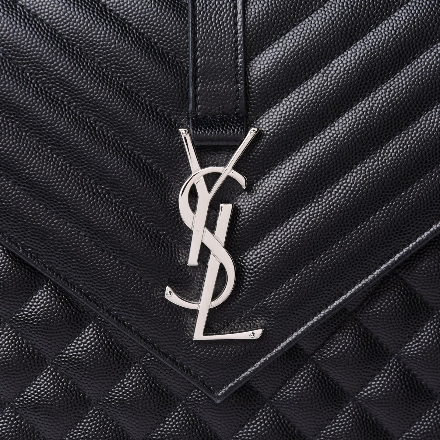 Grain De Poudre Textured Mixed Matelasse Large Triquilt Monogram Satchel Black