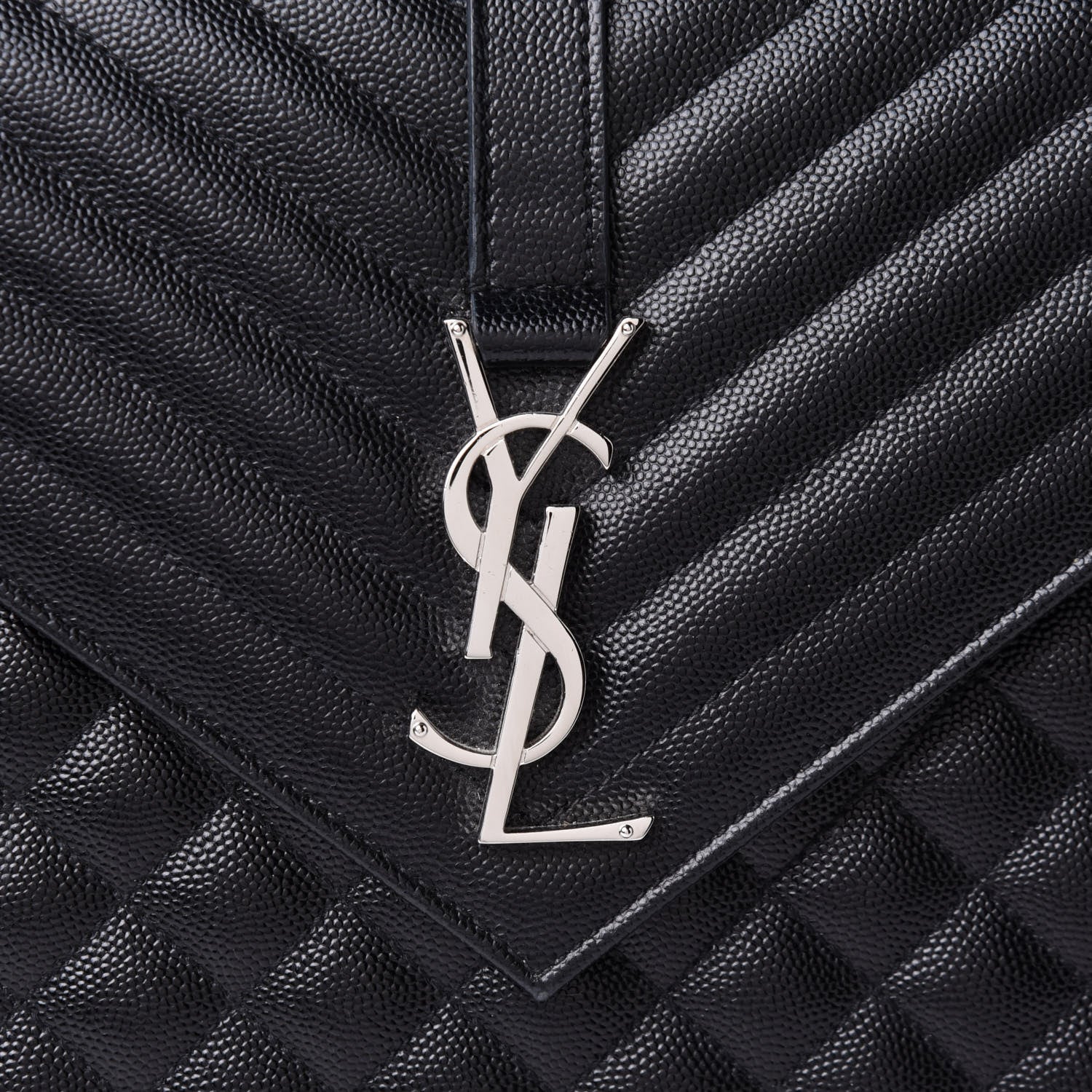 Saint Laurent Grain De Poudre Textured Mixed Matelasse Large Triquilt Monogram Satchel Black 8 of 11