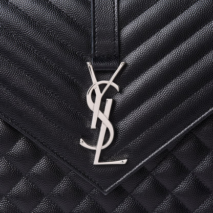 Saint Laurent Grain De Poudre Textured Mixed Matelasse Large Triquilt Monogram Satchel Black 8 of 11