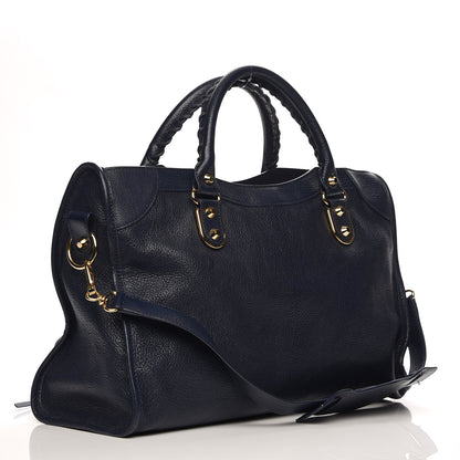 Balenciaga Chevre Gold Metallic Edge Hardware City Bleu Nuit Dark Sea 4 of 8