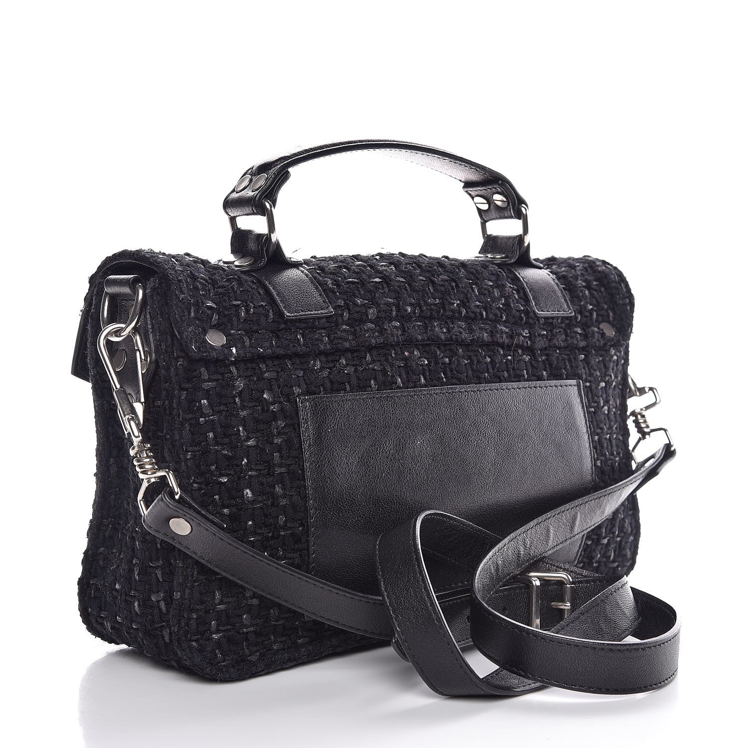 Proenza Schouler Lorma Tweed Lambskin Tiny PS1 Satchel Black 3 of 8