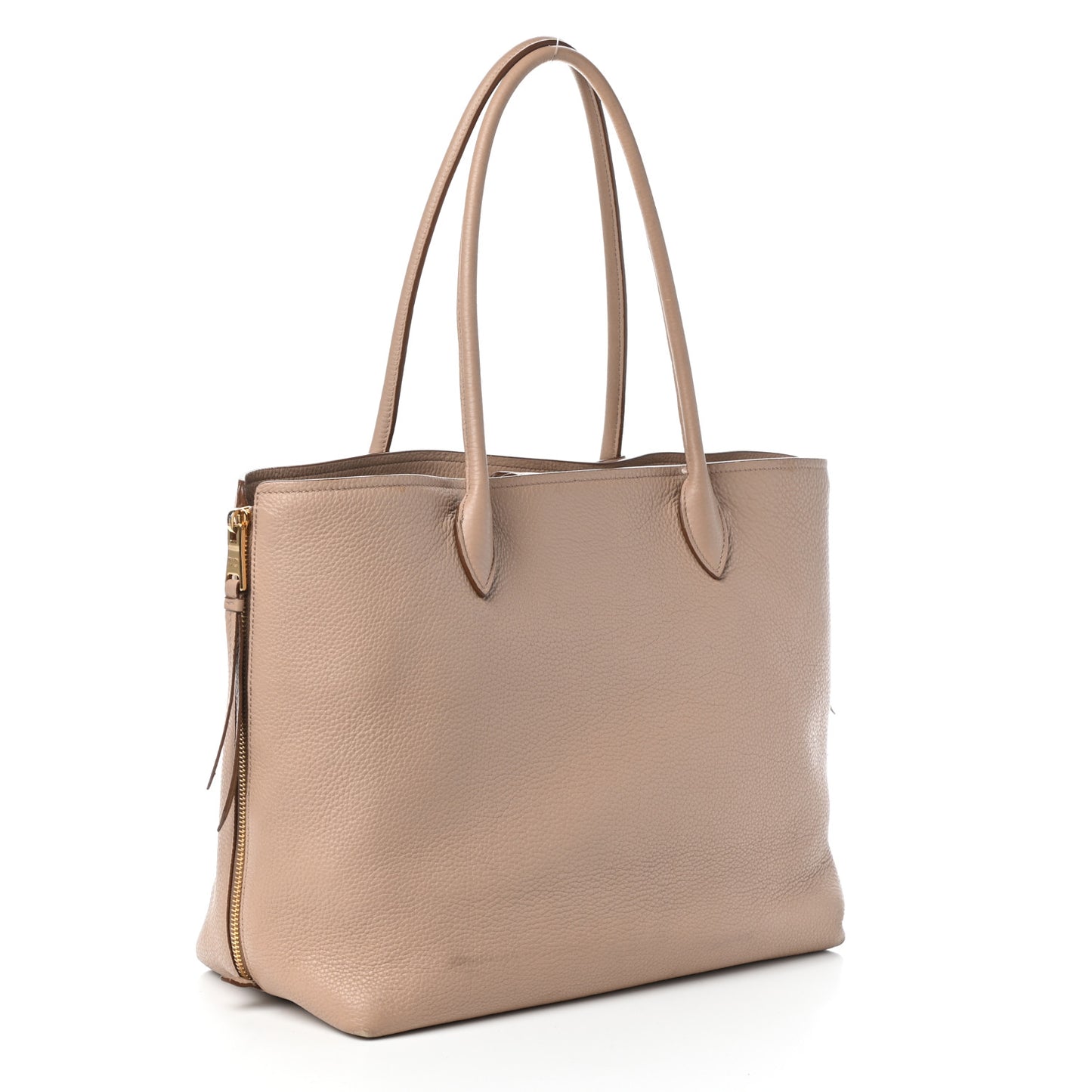 Vitello Daino Side Zip Shopper Tote Cammeo