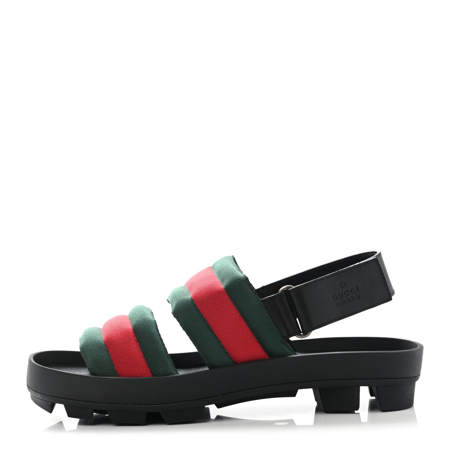 Gucci Nylon Cirano Lux Web Mens Cleat Sole Slingback Sandals 6 Green Red Black 1 of 9