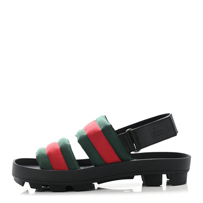 Gucci Nylon Cirano Lux Web Mens Cleat Sole Slingback Sandals 6 Green Red Black 1 of 9