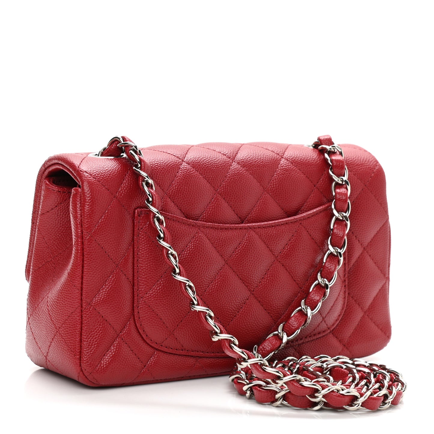 Caviar Quilted Mini Rectangular Flap Red