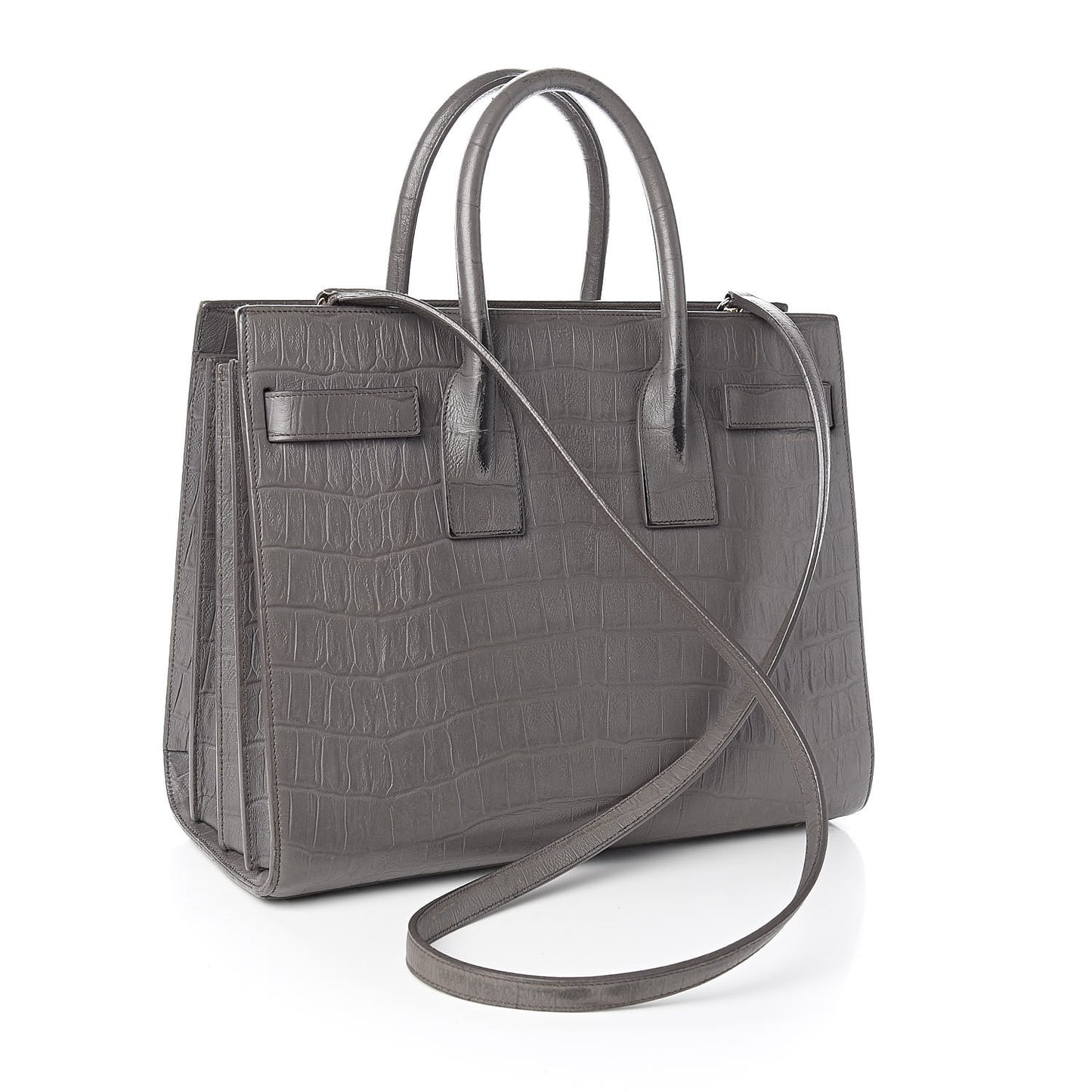 Calfskin Crocodile Embossed Small Sac De Jour Fog