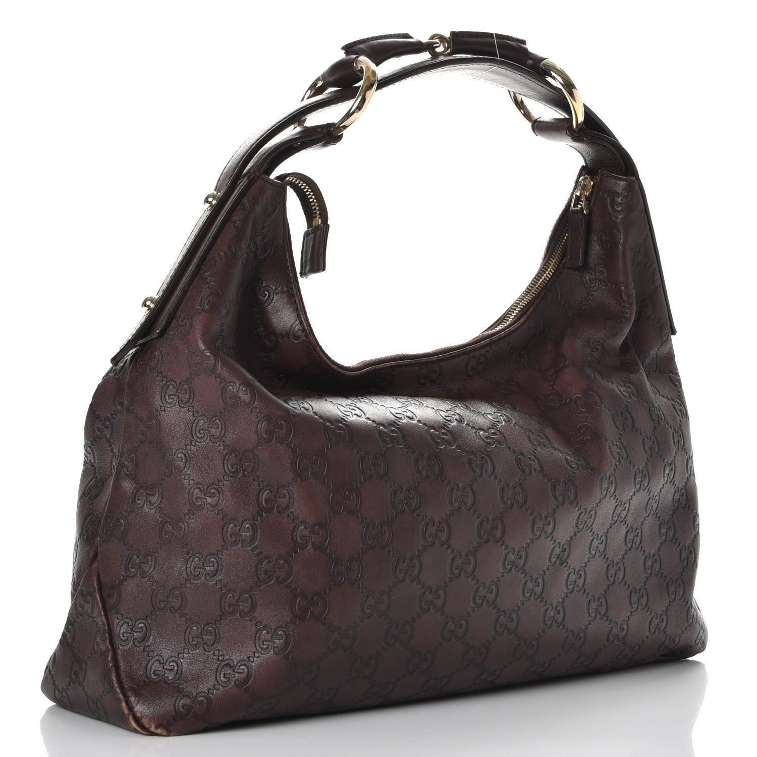 Gucci Guccissima Medium Horsebit Chain Hobo Dark Brown 3 of 12