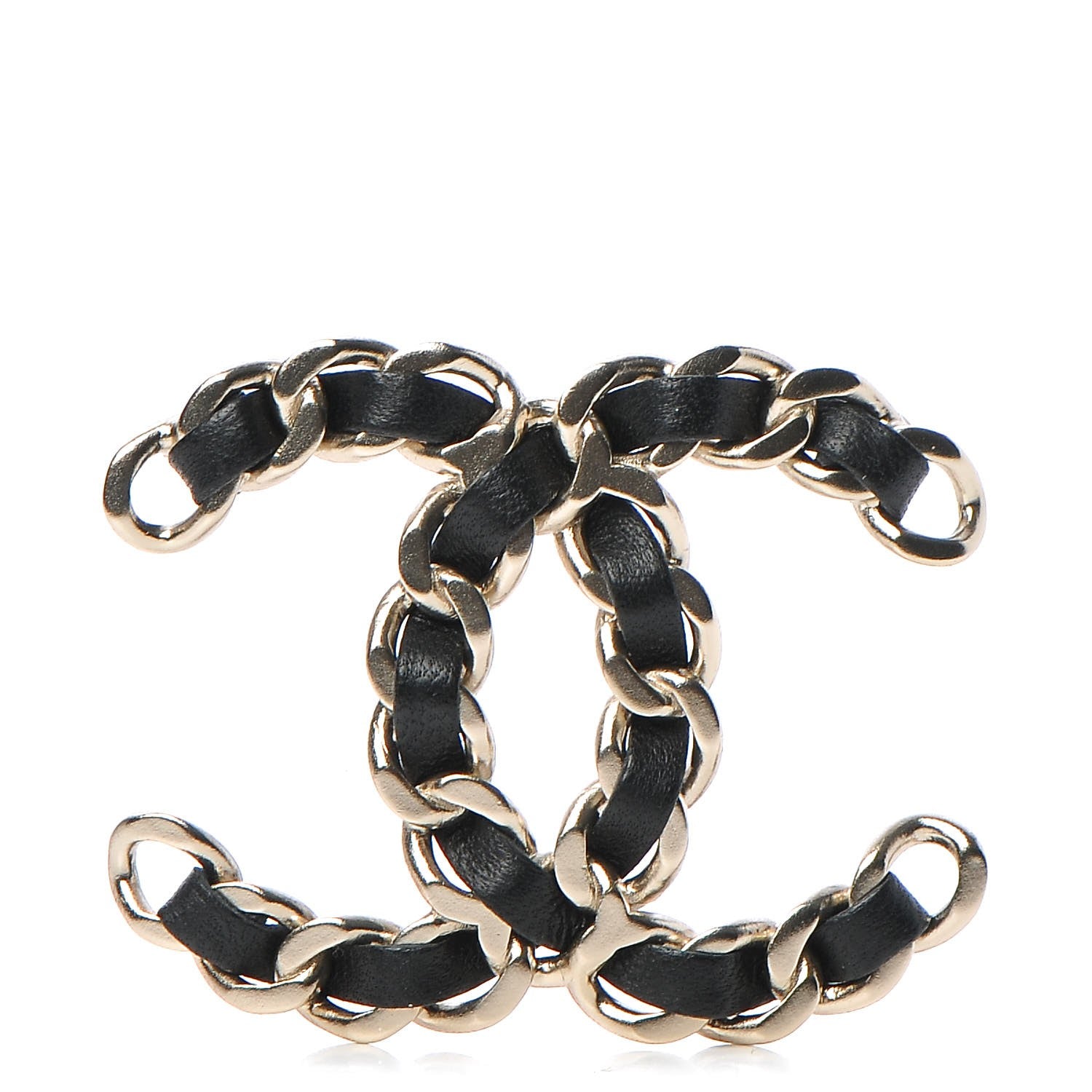 Chanel Lambskin Chain CC Brooch Black Gold 1 of 5
