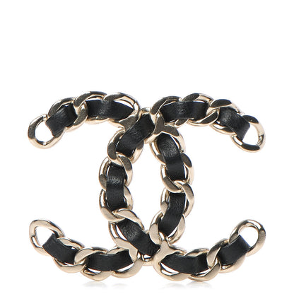 Chanel Lambskin Chain CC Brooch Black Gold 1 of 5