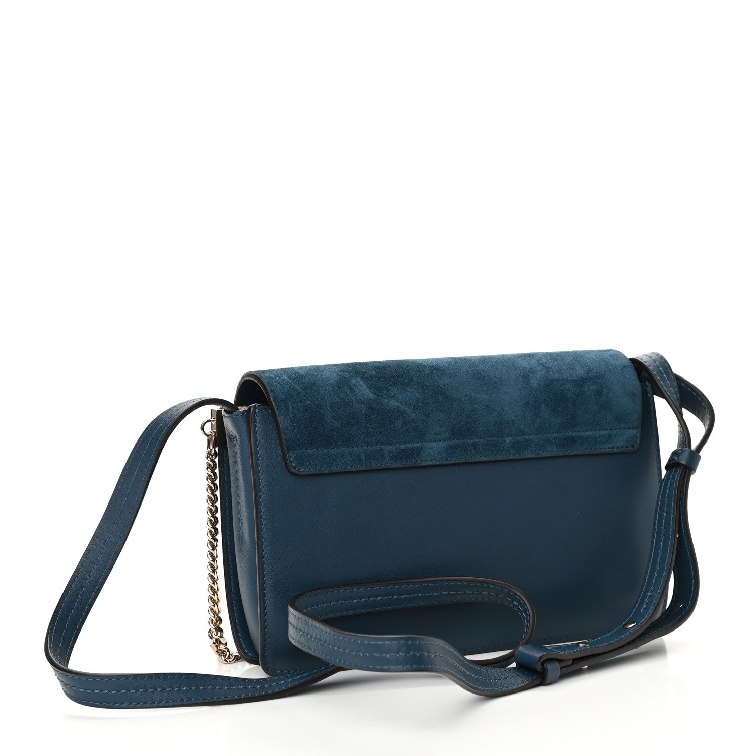 Chloe Suede Calfskin Small Faye Shoulder Bag Majolica Blue 3 of 9