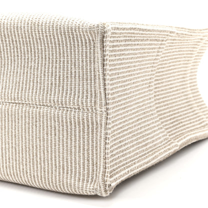 Celine Canvas Calfskin Striped Triomphe Large Cabas Beige 9 of 10