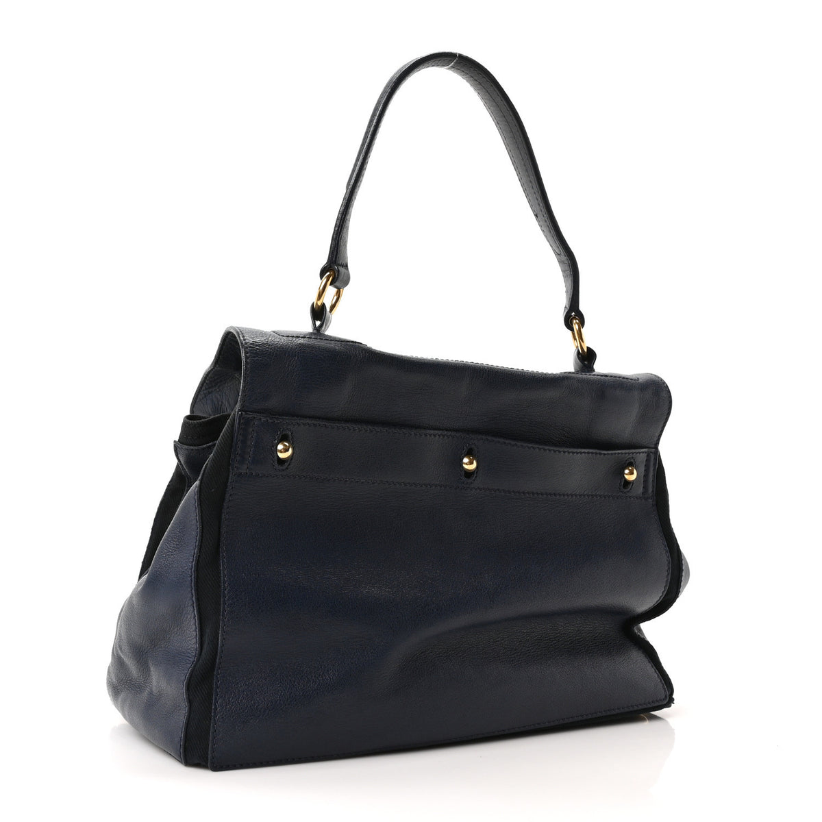 Saint Laurent Calfskin Canvas Medium Muse Two Navy 3 of 10