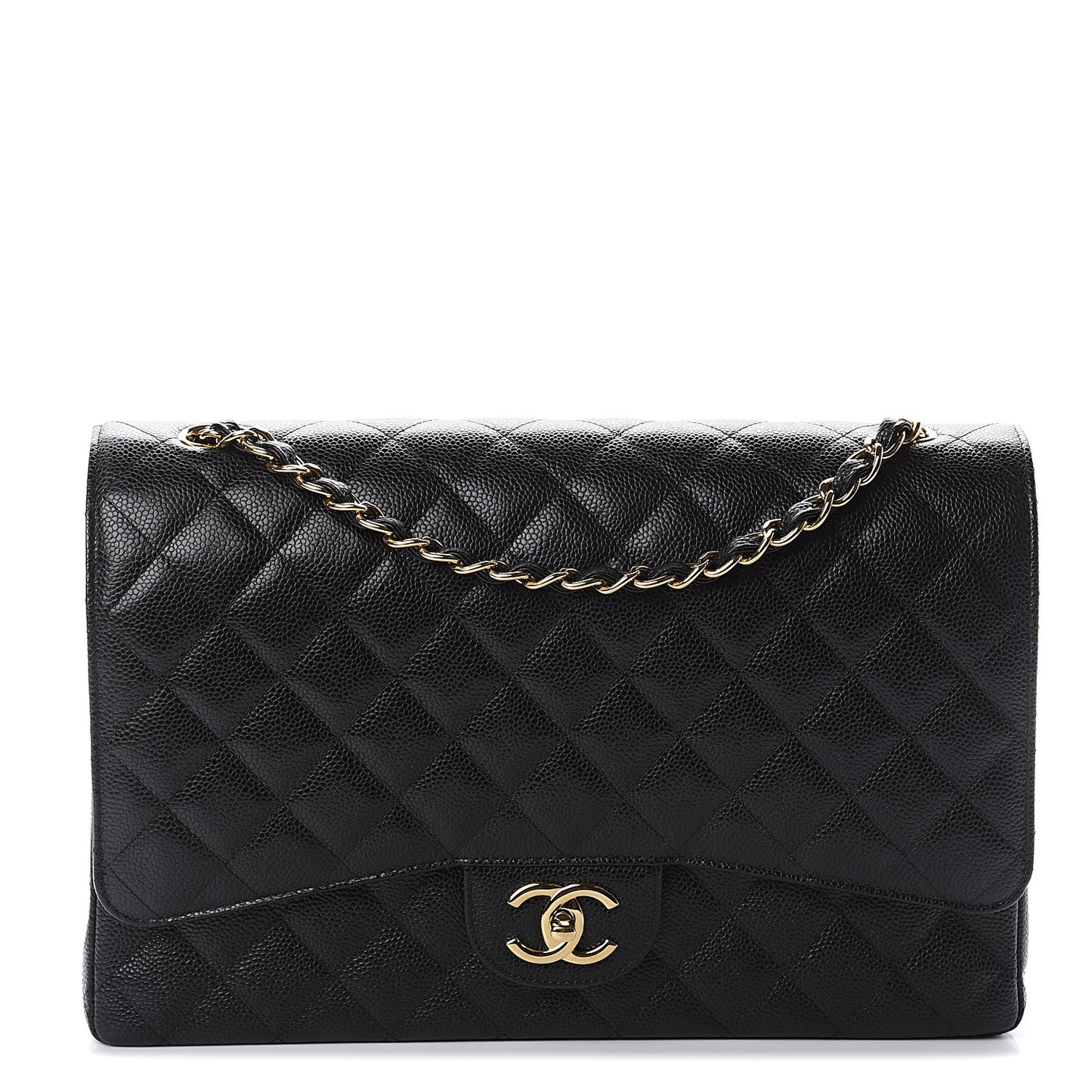 Caviar Quilted Maxi Double Flap Black