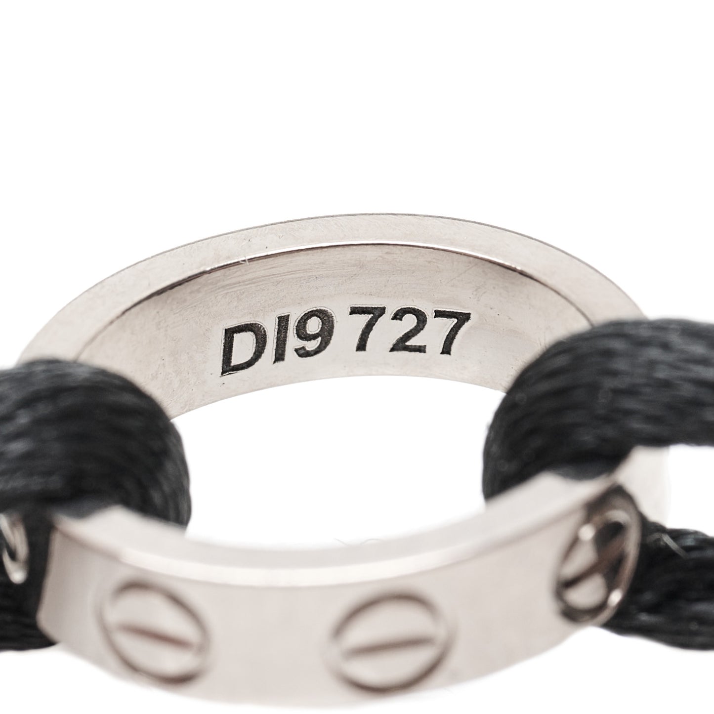 18K White Gold Charity LOVE Adjustable Cord Bracelet Black