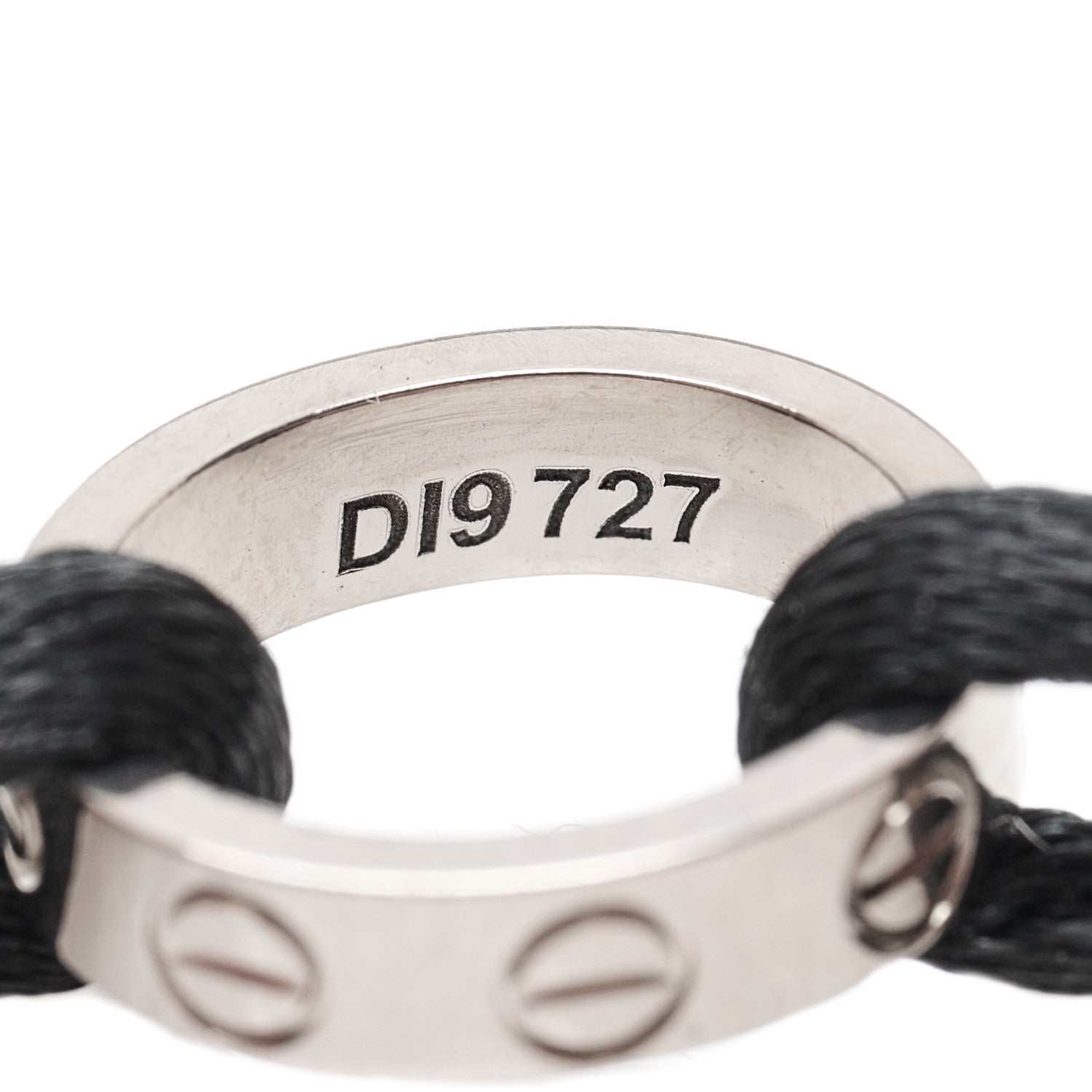 Cartier 18K White Gold Charity LOVE Adjustable Cord Bracelet Black 3 of 4