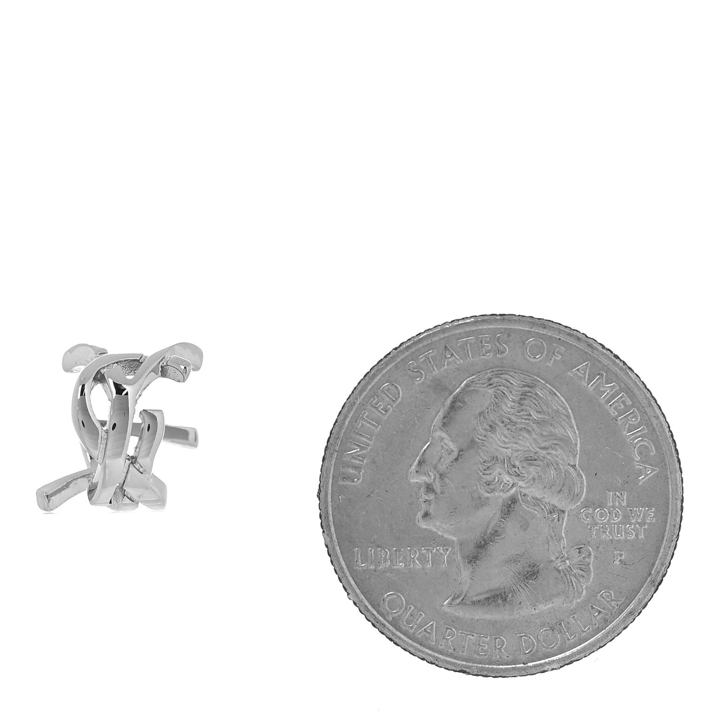 Metal Small Cassandre YSL Logo Ear Cuff Earring Silver