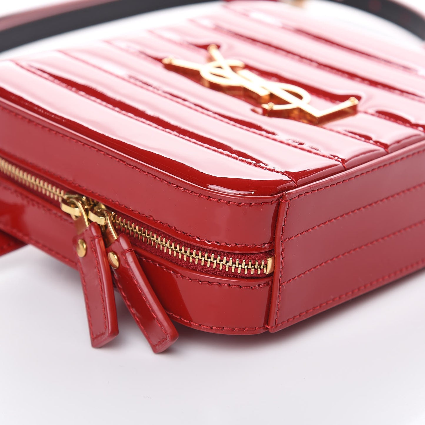 Patent Matelasse Vicky Monogram Belt Bag Red
