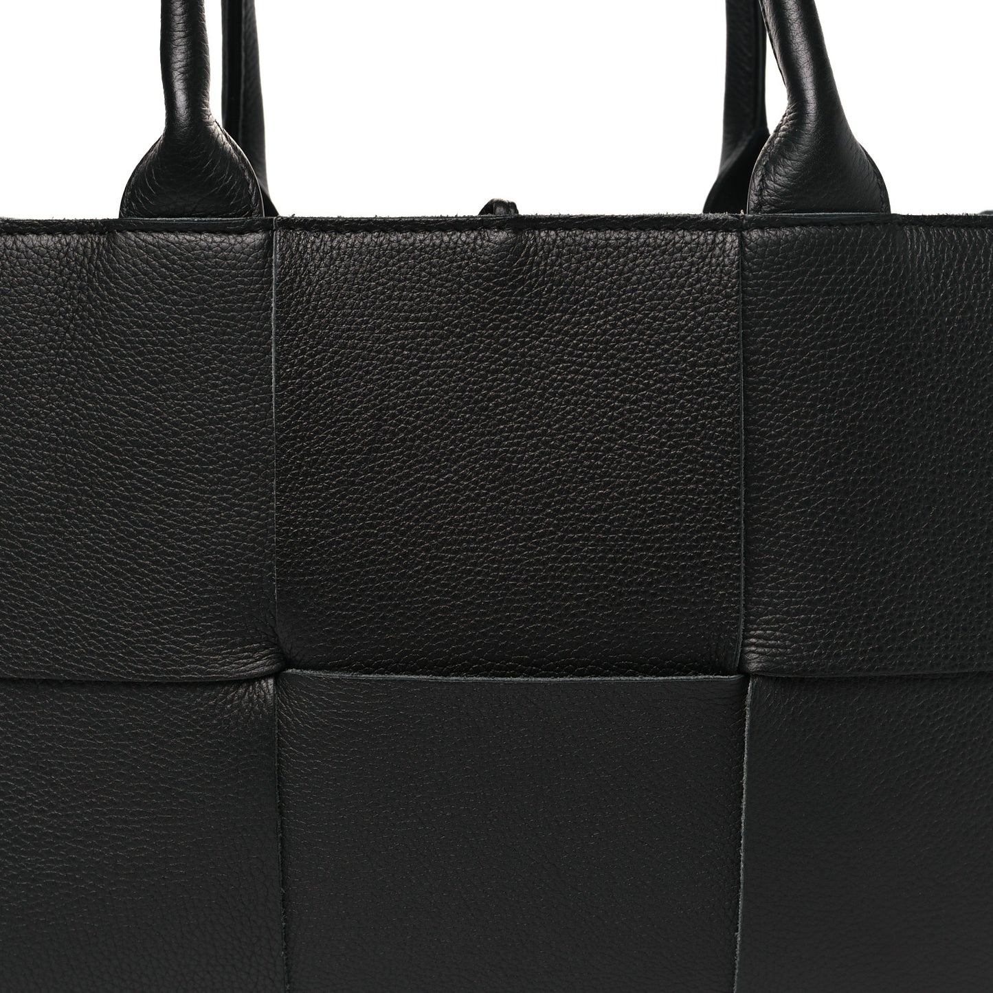 Grained Calfskin Intrecciato Small Arco Tote Black