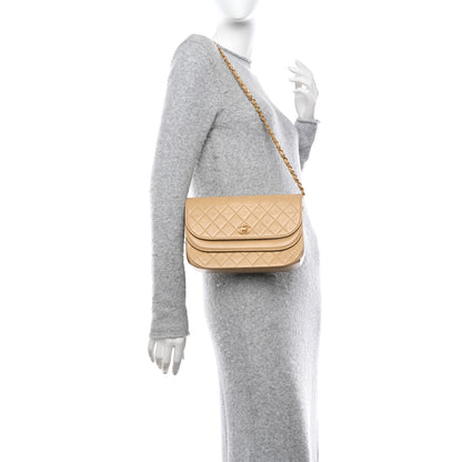Chanel Lambskin Quilted Medium Single Flap Beige 2 of 12