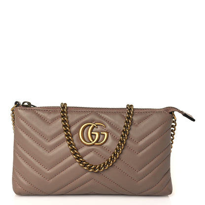Gucci Calfskin Matelasse Mini GG Marmont Chain Bag Porcelain Rose 1 of 8