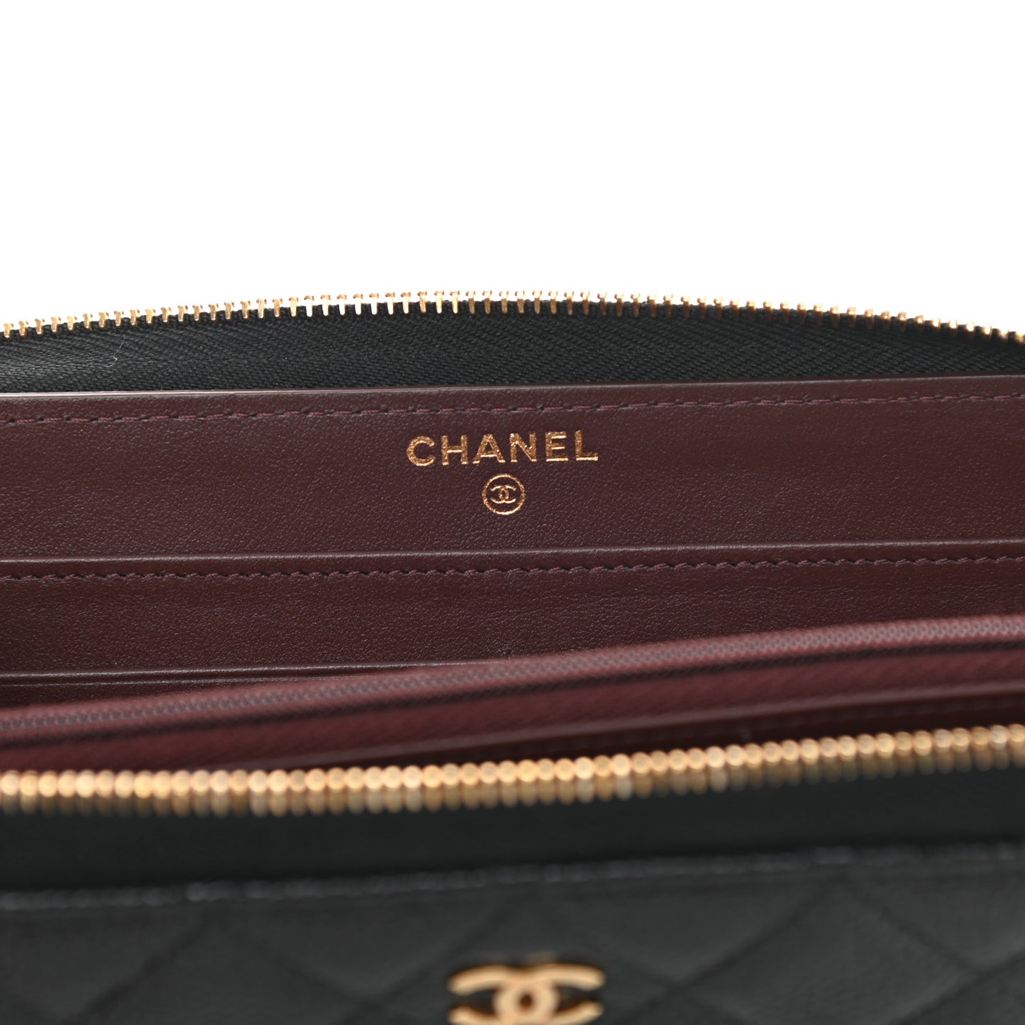 Caviar Quilted Large Gusset Zip Around Wallet Black