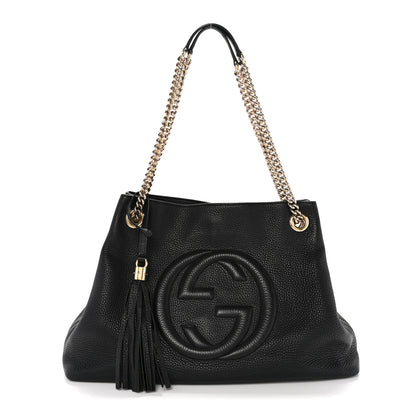 Gucci Pebbled Calfskin Medium Soho Chain Shoulder Bag Black 1 of 15