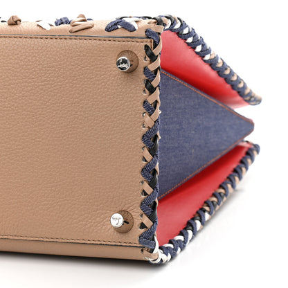 Christian Louboutin Calfskin Mexinodo Beaded Studded Triple Gusset Large Paloma Beige Blue 9 of 11