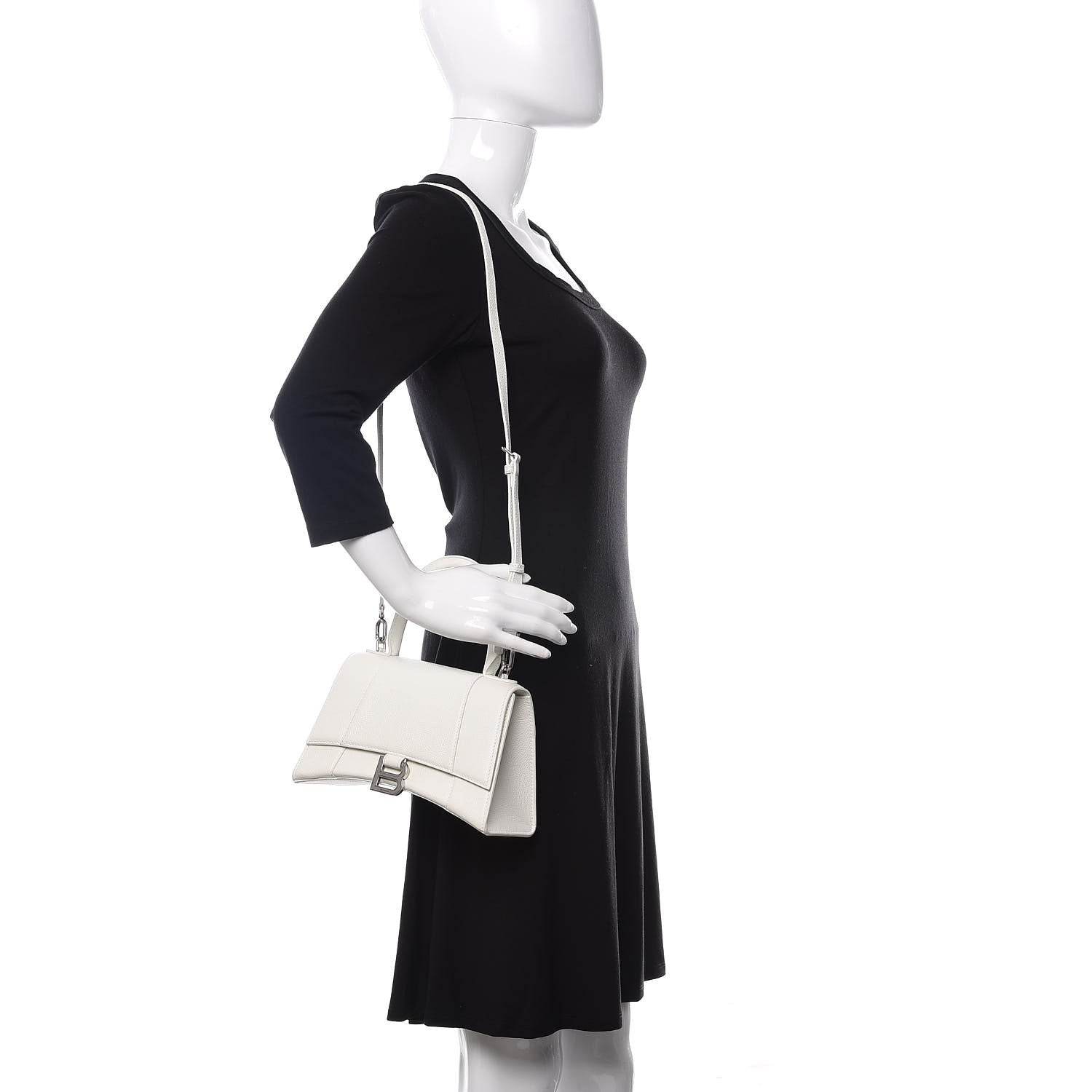 Balenciaga Grained Calfskin Small Hourglass Top Handle Bag White 2 of 9