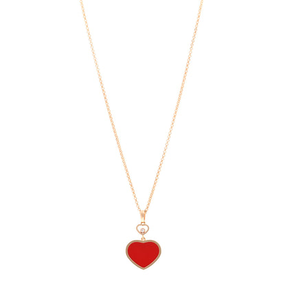 Chopard 18K Rose Gold Diamond Happy Hearts Pendant Necklace Red 1 of 4