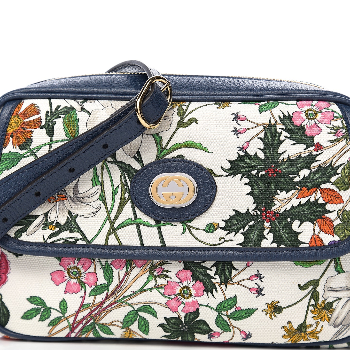 Canvas Flora Floral Shoulder Bag White Blue Agata Mulitcolor