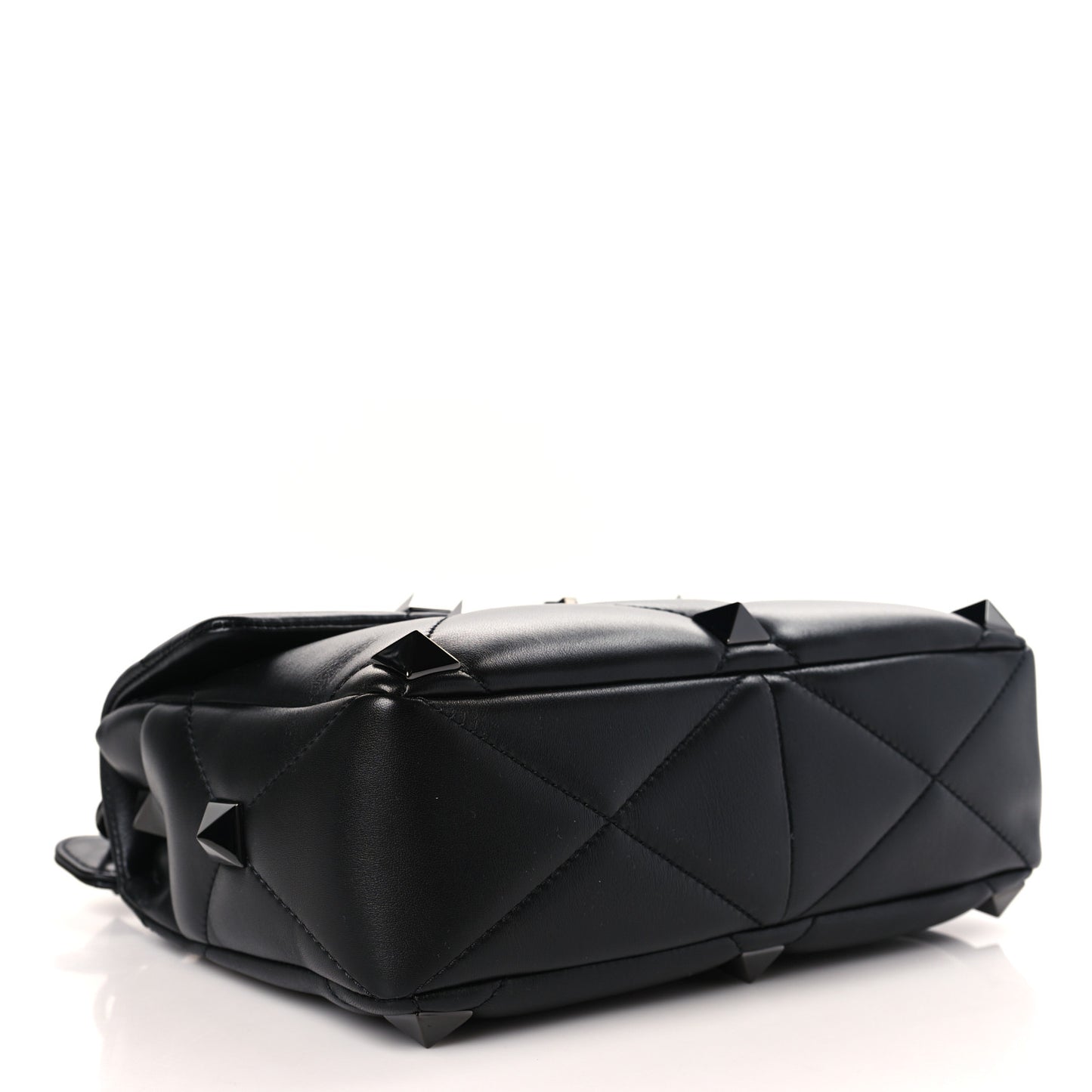 Nappa Monochrome Large Roman Stud Shoulder Bag Black