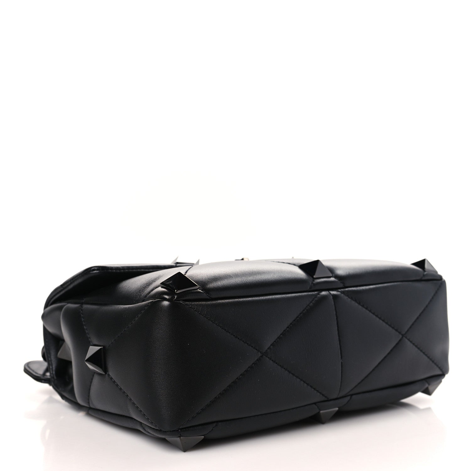 Valentino Garavani Nappa Monochrome Large Roman Stud Shoulder Bag Black 4 of 8