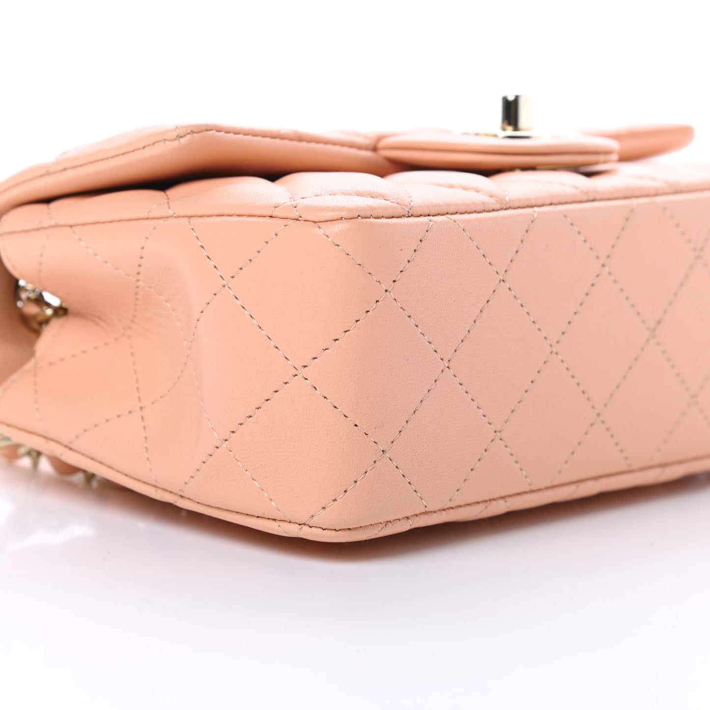Lambskin Quilted Mini Rectangular Flap Light Pink