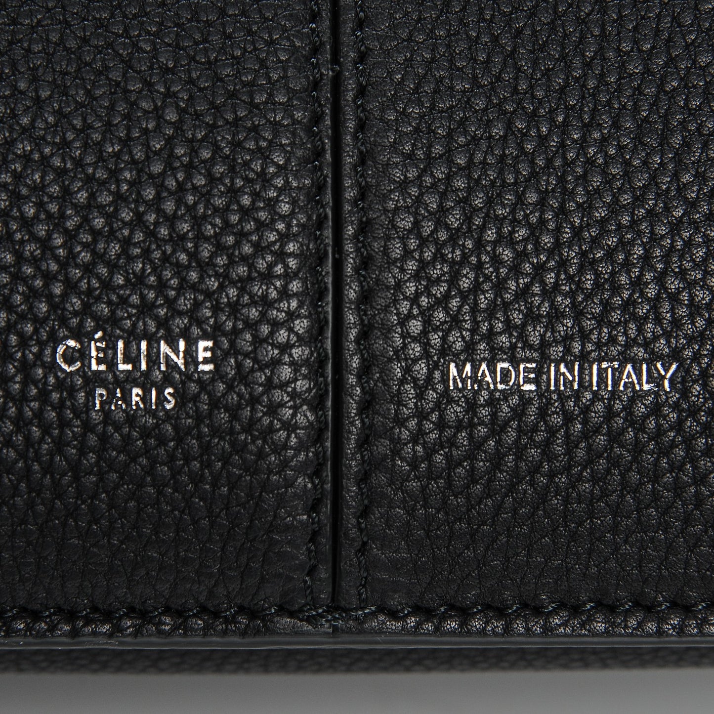 Baby Grained Calfskin Medium Tri-Fold Bag Black