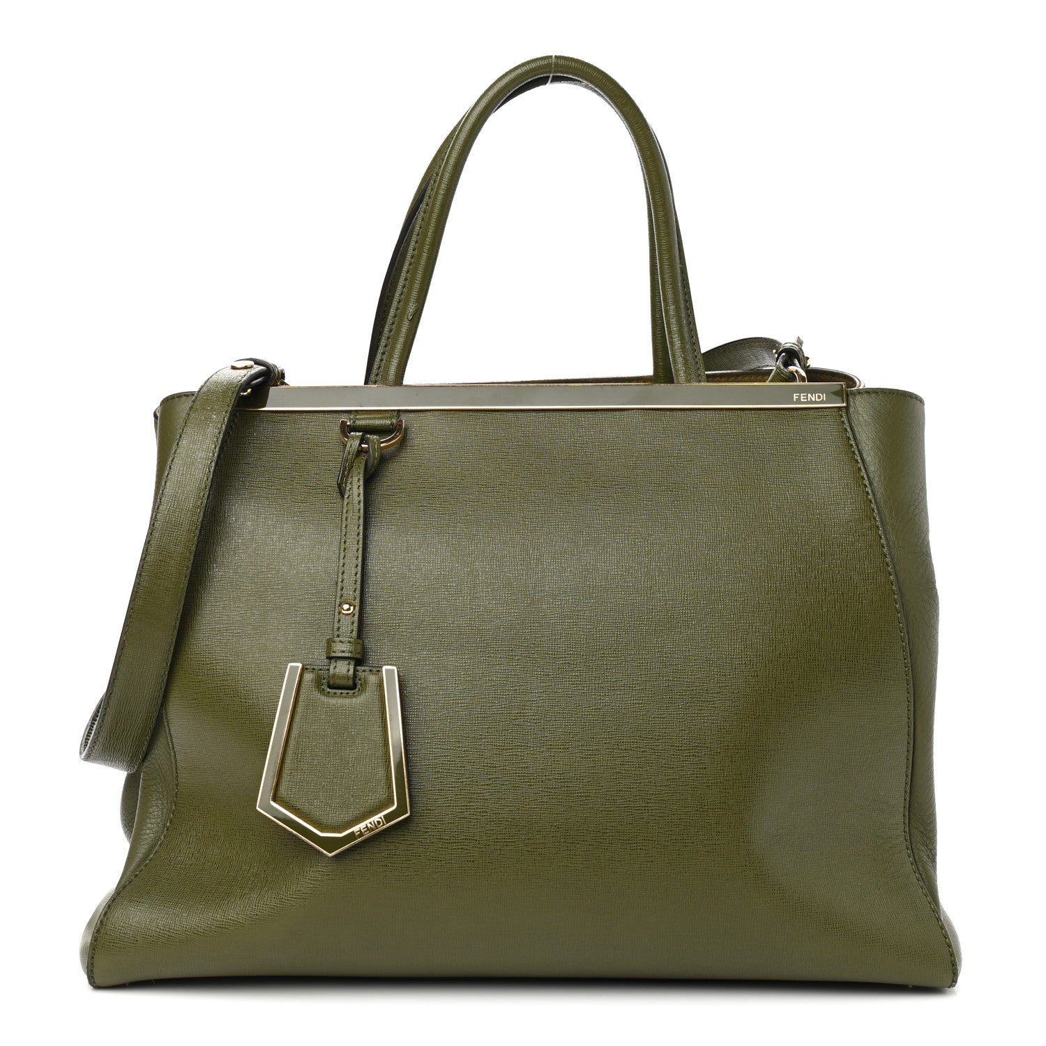 Fendi Vitello Elite Flamingo Regular 2Jours Tote Oliva 1 of 12