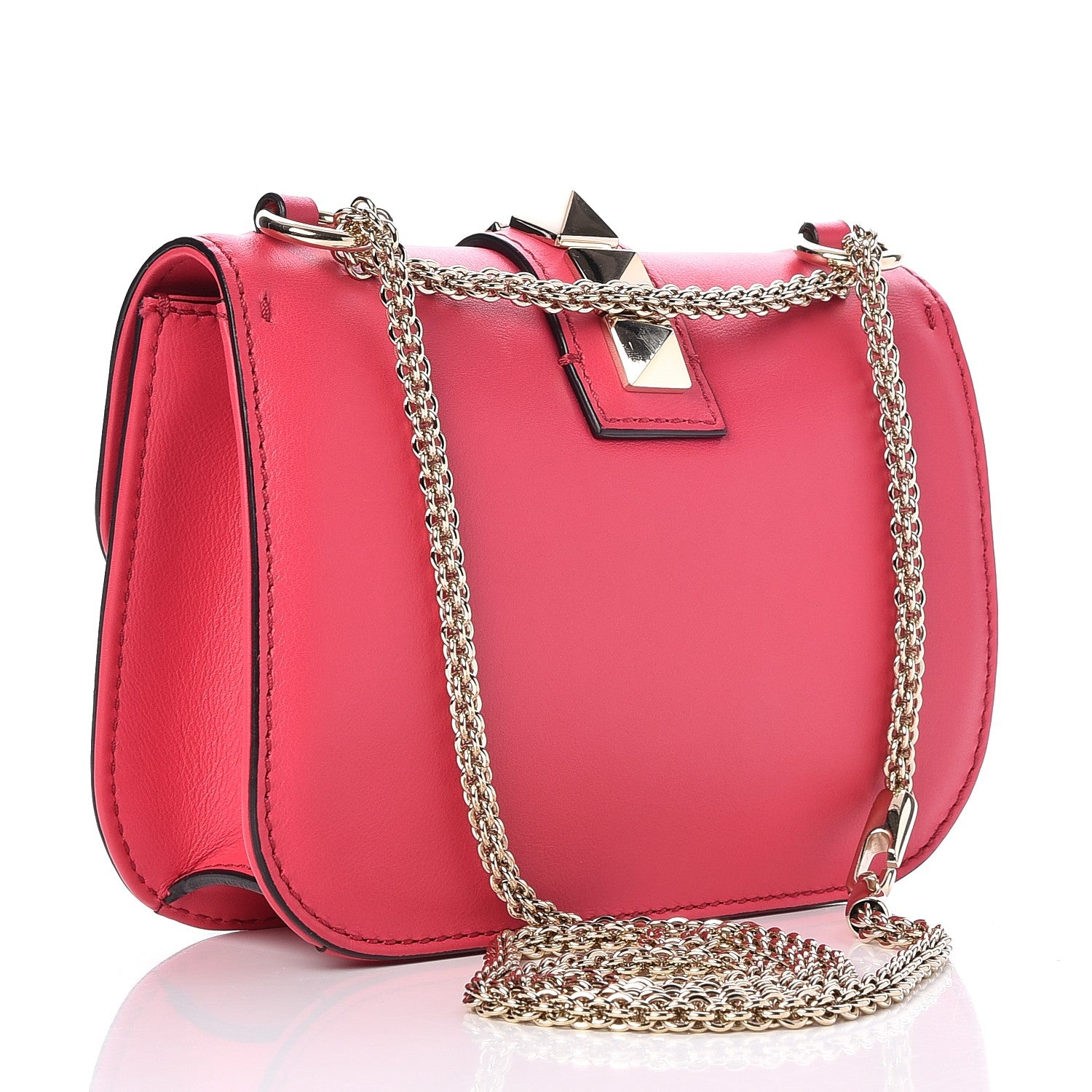 Valentino Garavani Vitello Small Glam Lock Rockstud Flap Deep Fuxia 4 of 8