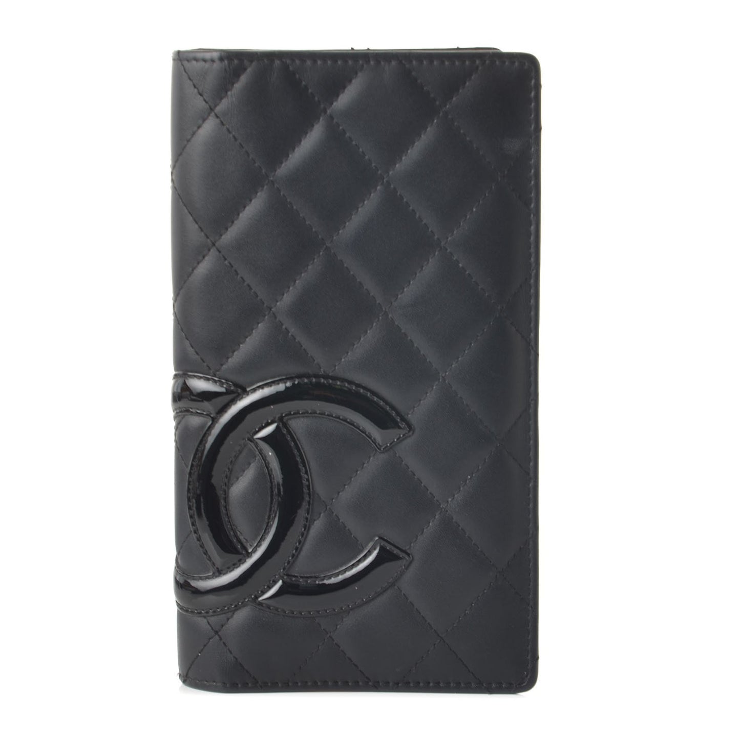 Calfskin Quilted Cambon Yen Wallet Black