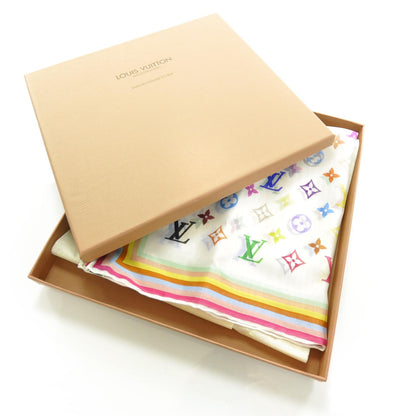 Louis Vuitton Silk Monogram Multicolor Scarf White 4 of 4