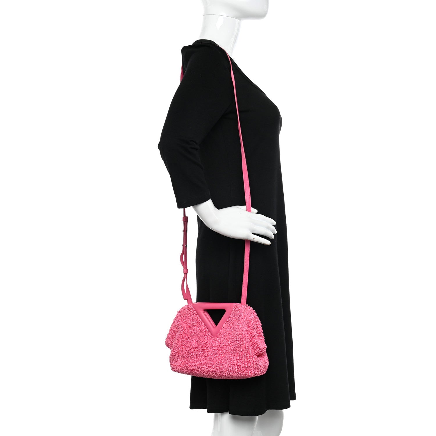 Bottega Veneta Boucle Curly Raffia The Point Triangle Bag Pink 2 of 11