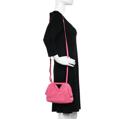 Bottega Veneta Boucle Curly Raffia The Point Triangle Bag Pink 2 of 11