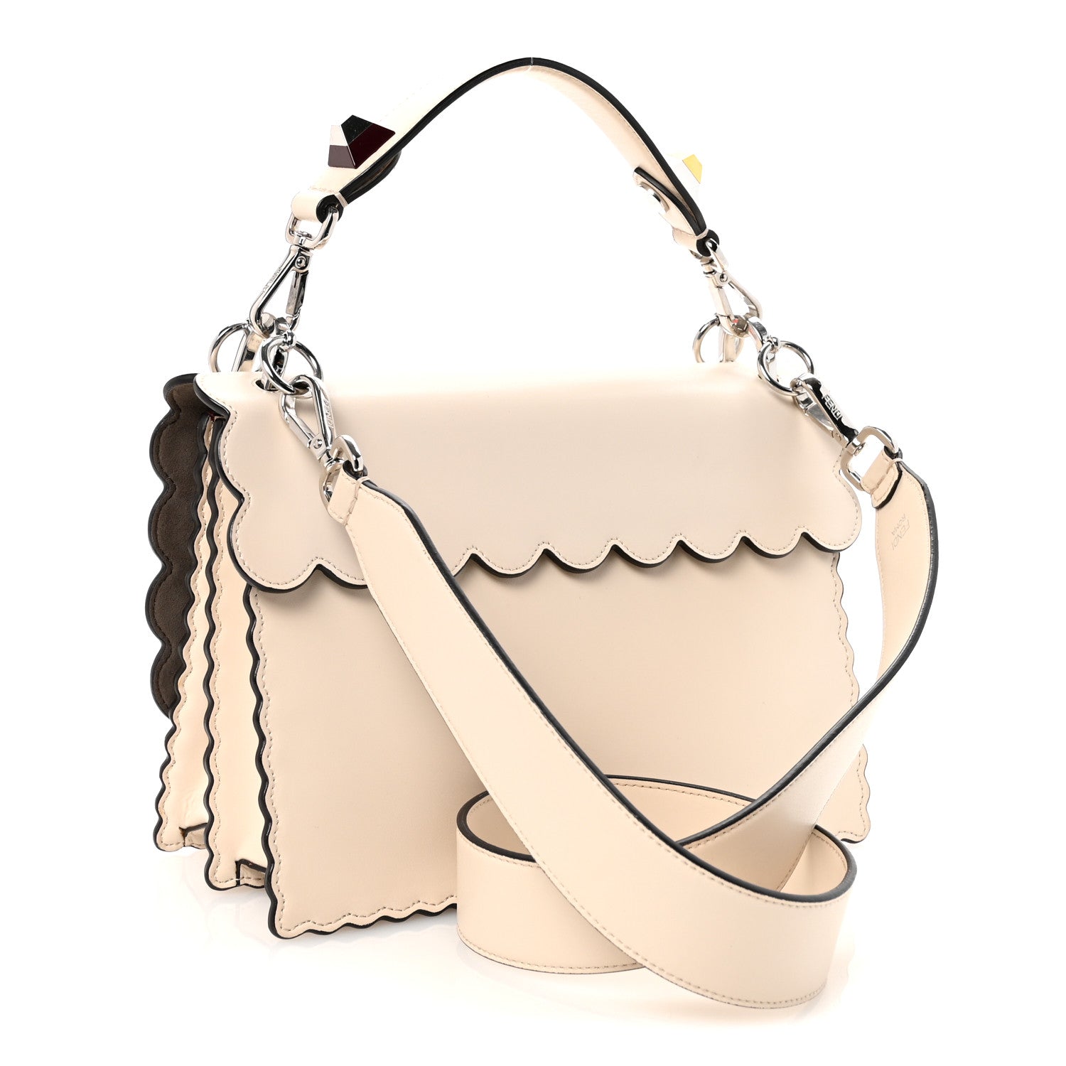 Fendi Vitello Liberty Lucido Flowers and Bows Scalloped Studded