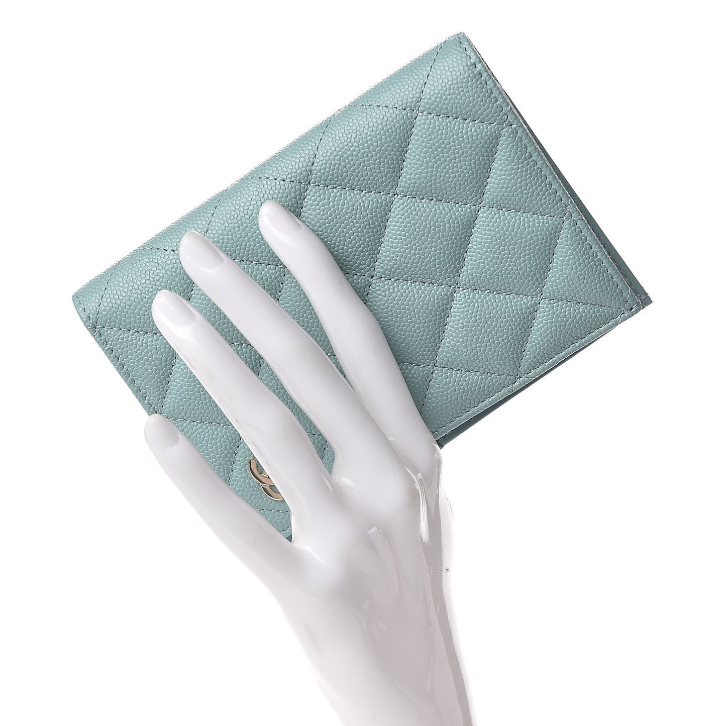 Caviar Quilted Passport Holder Blue