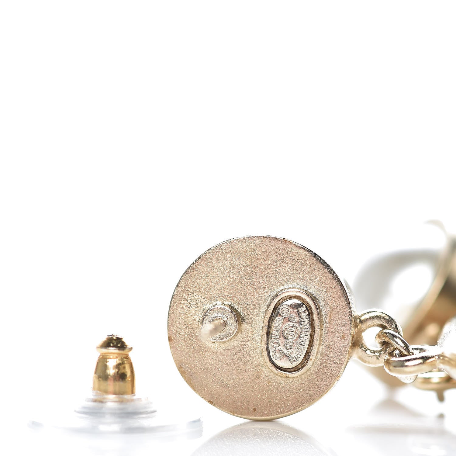 Chanel Pearl CC Camellia Hoop Earrings Gold 4 of 4