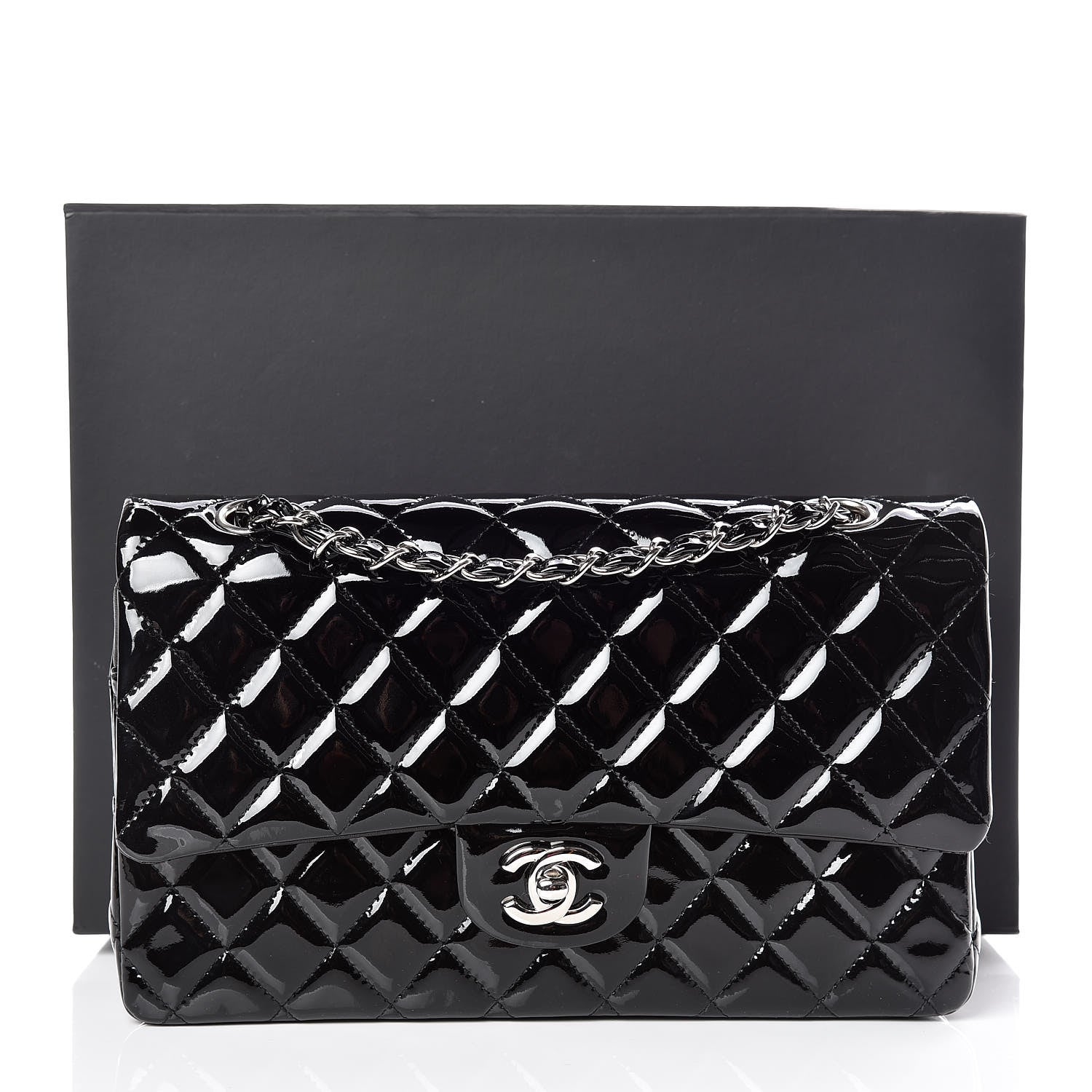 Chanel Patent Quilted Medium Double Flap Black 11 of 11