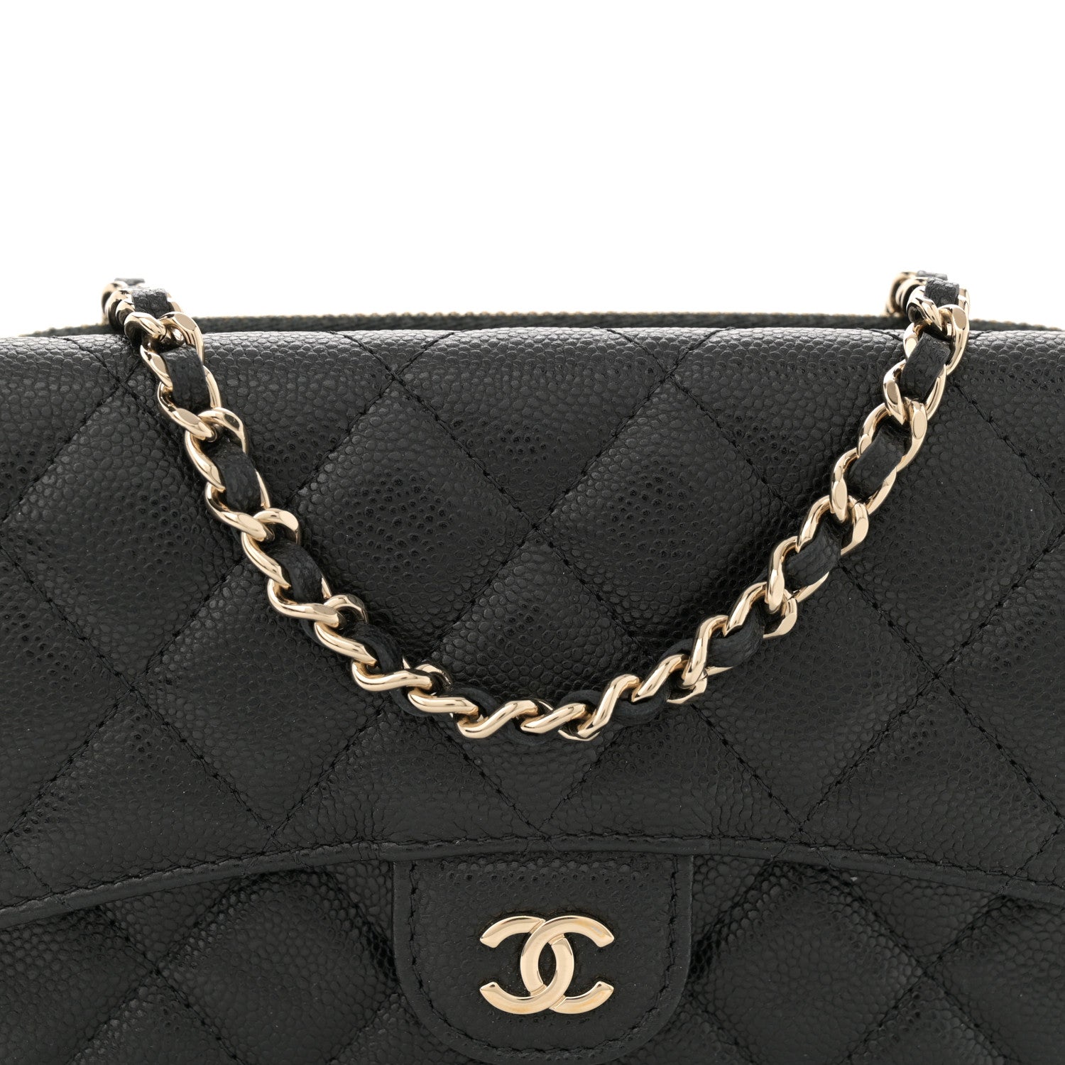 Chanel Caviar Quilted Flap Phone Holder With Chain Black 10 of 12