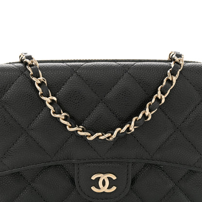Chanel Caviar Quilted Flap Phone Holder With Chain Black 10 of 12