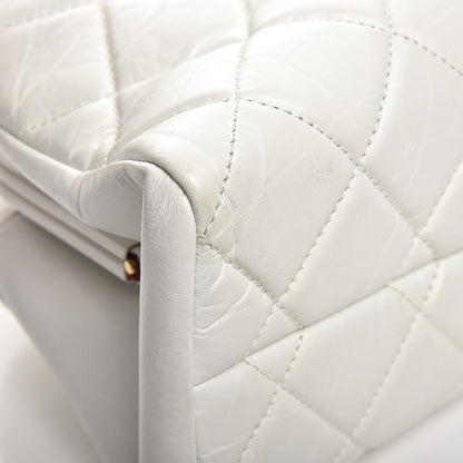 Chanel Aged Calfskin Quilted Medium Just Mademoiselle Bowling Bag White 10 of 11